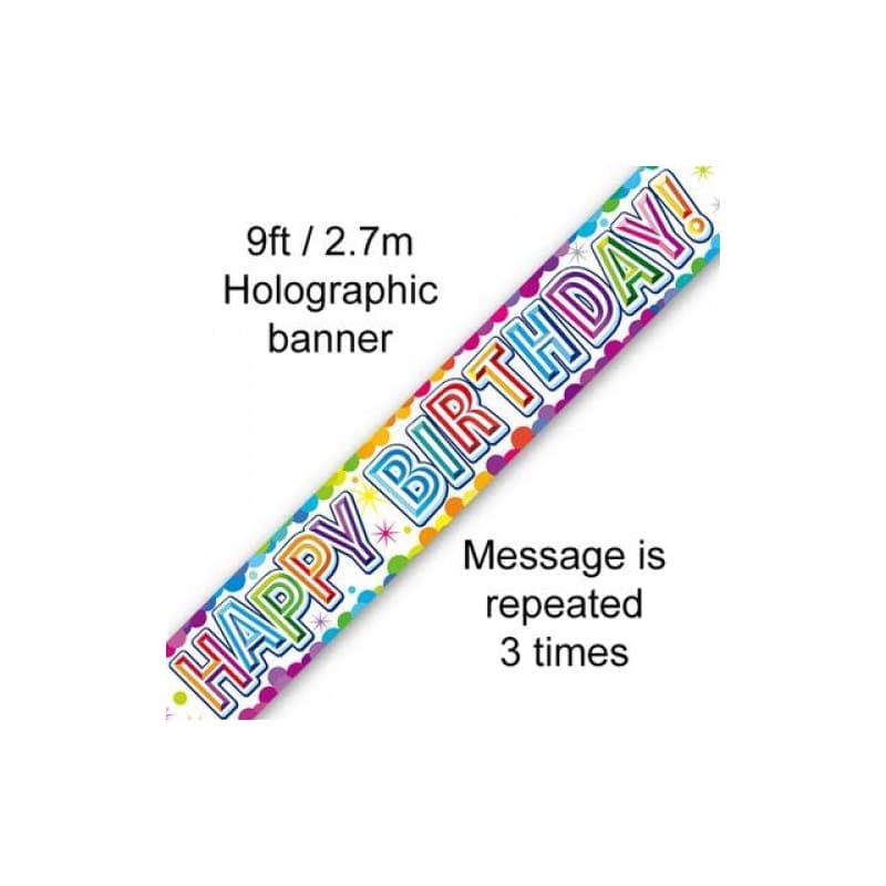 Foil Banner Happy Birthday Confetti 2.7m