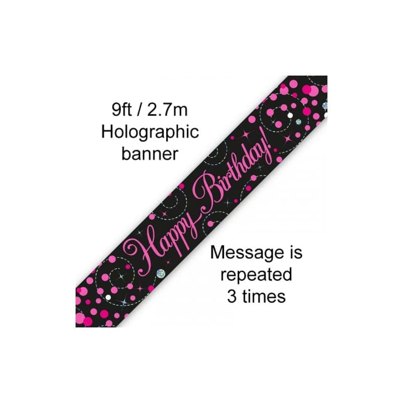 Foil Banner Happy Birthday Pink 2.7m
