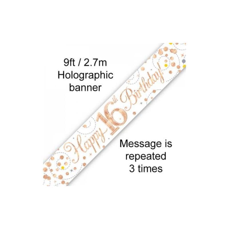 Foil Banner 16th Birthday Rose Gold 2.7m