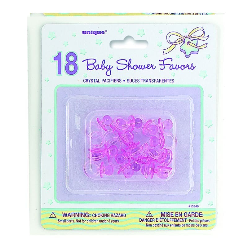 Pacifiers 2.5cm Crystal Pink Pk18