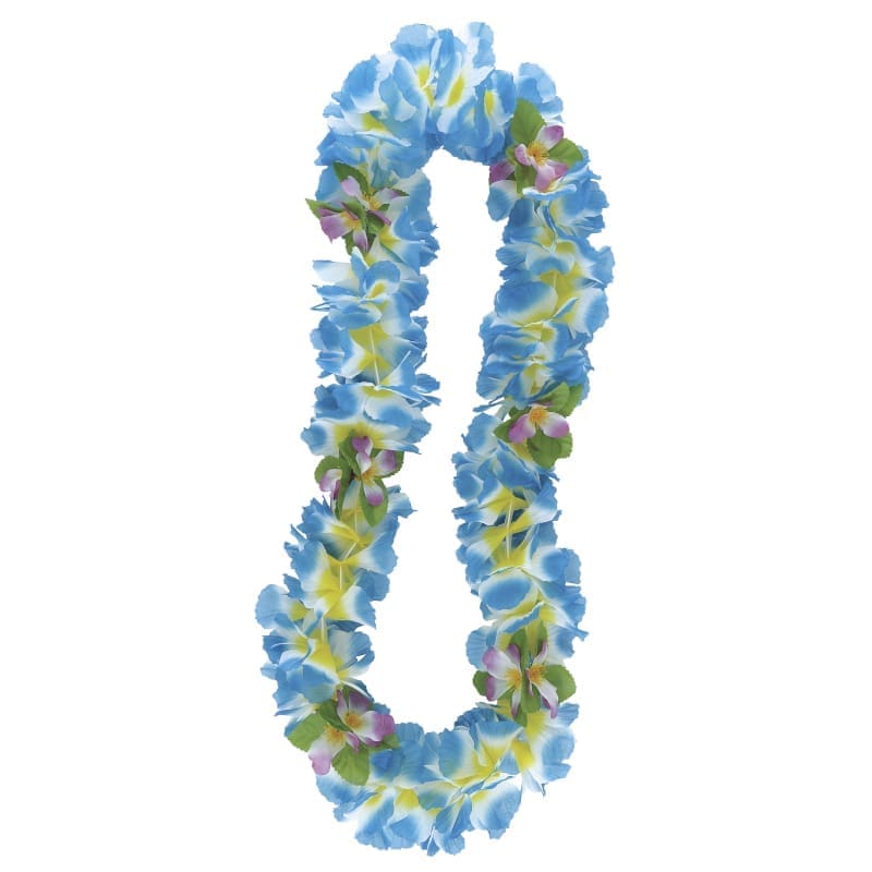 Luau Fancy Orchid Lei Blue Yellow