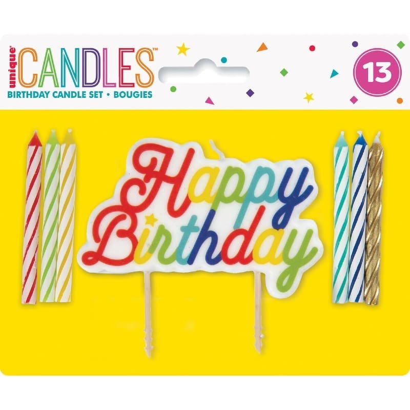 Candle Spiral Asst Birthday Rainbow Pk13