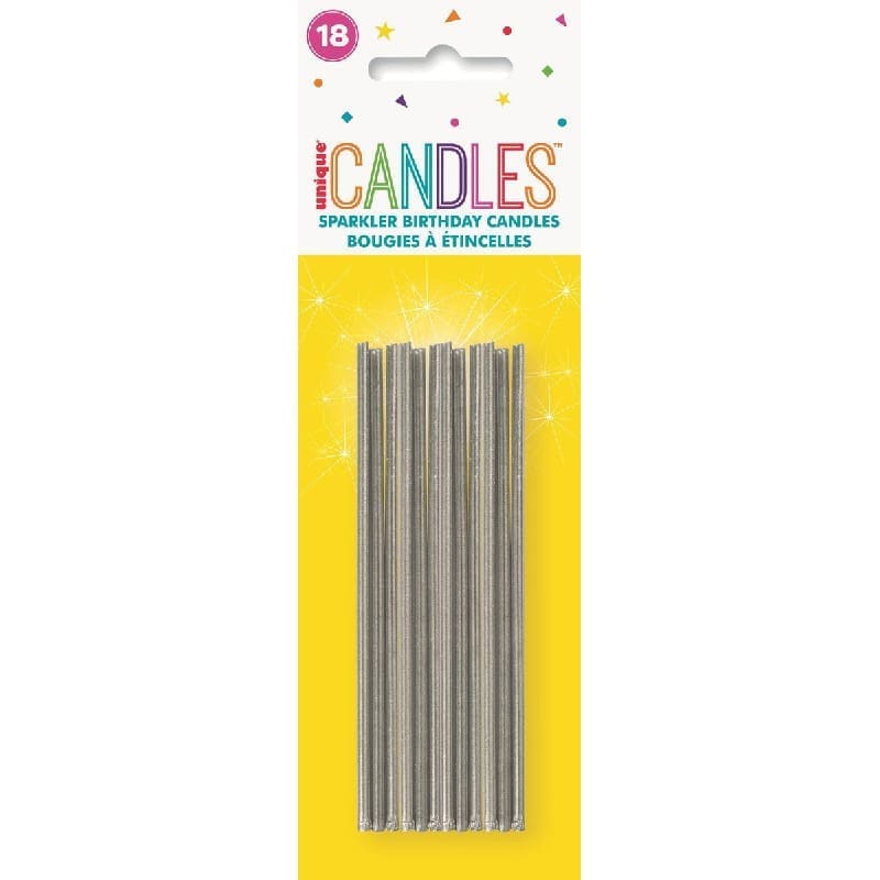 Candle Sparkler Silver Pk18