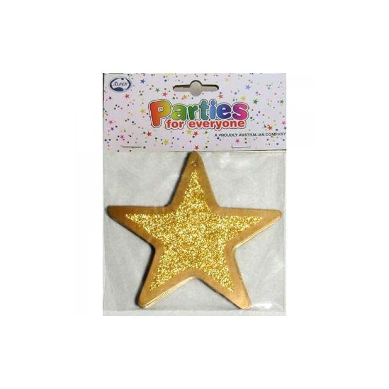 Cutout Stars 10cm Glitter Gold Pk12