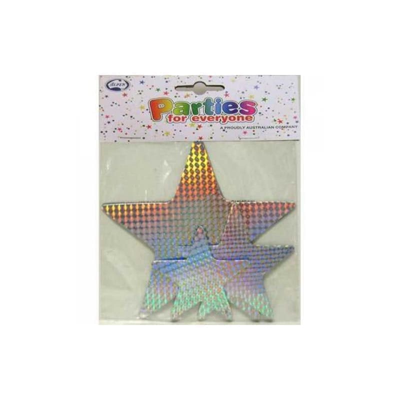 Cutout Stars Laser Silver Assorted Pk9