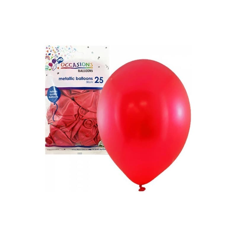 Balloons 30cm Metallic Red Pk25