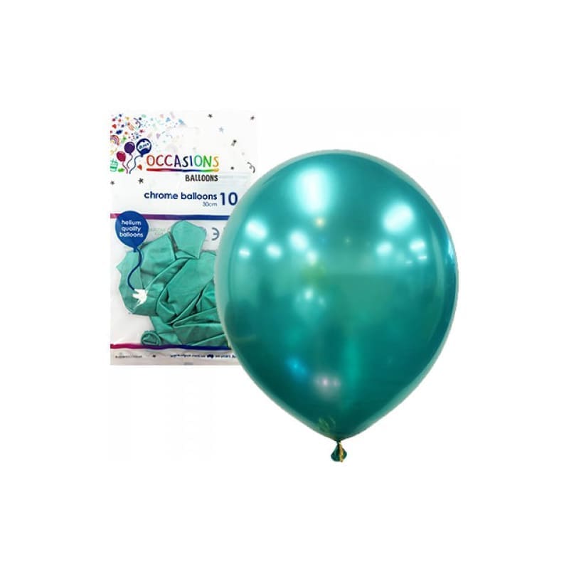 Balloons 30cm Chrome Green Pk10