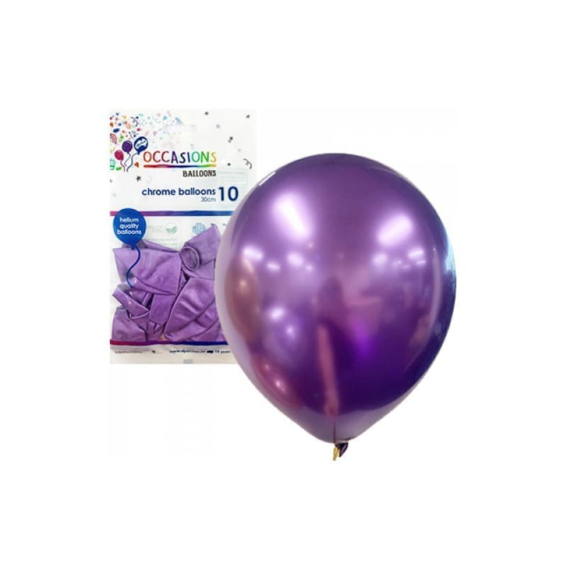Balloons 30cm Chrome Purple Pk10