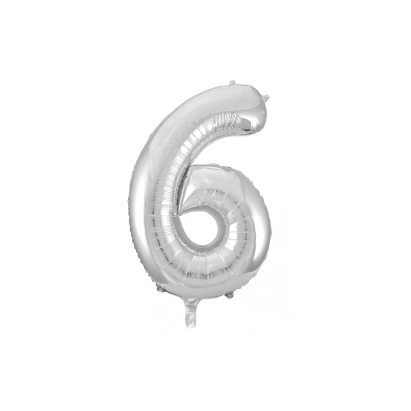 Foil Shape Number 6 Silver 86cm