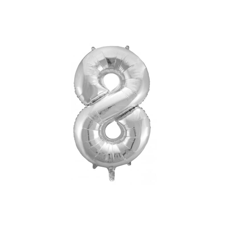 Foil Shape Number 8 Silver 86cm