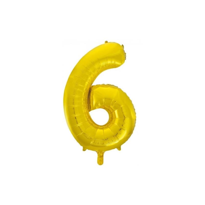 Foil Shape Number 6 Gold 86cm