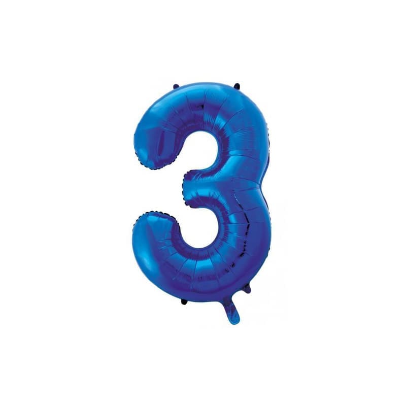 Foil Shape Number 3 Royal Blue 86cm