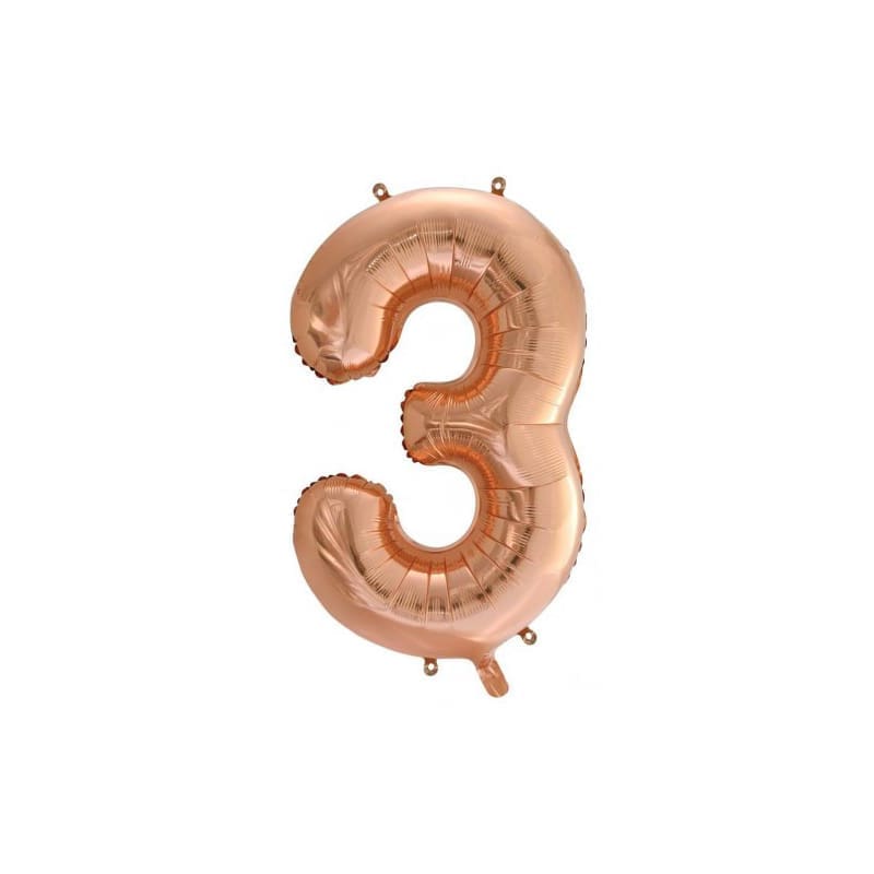 Foil Shape Number 3 Rose Gold 86cm