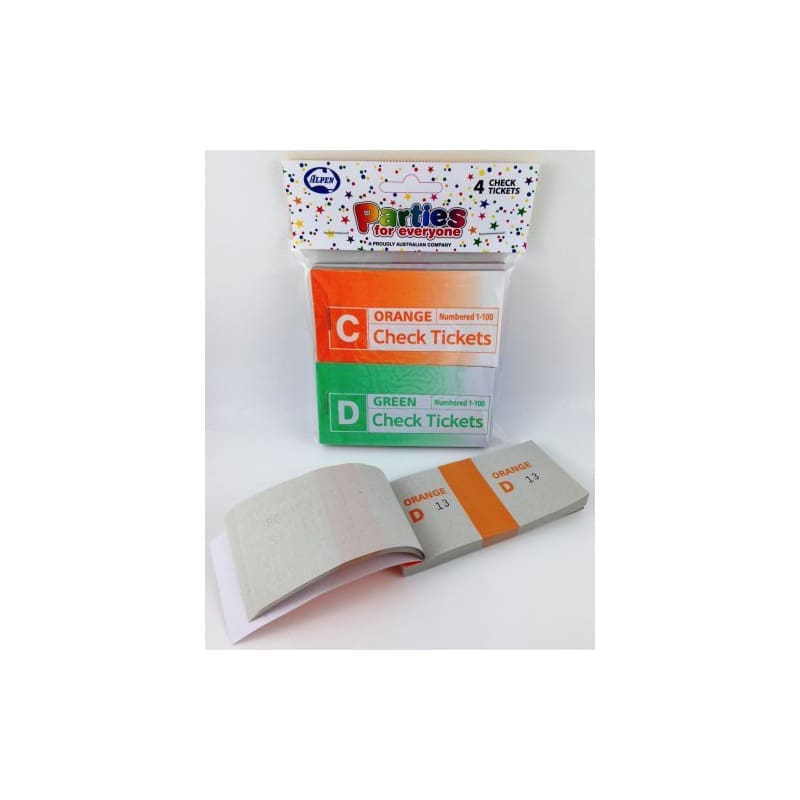 Tickets Check Book of 100 Asst Colou Pk4