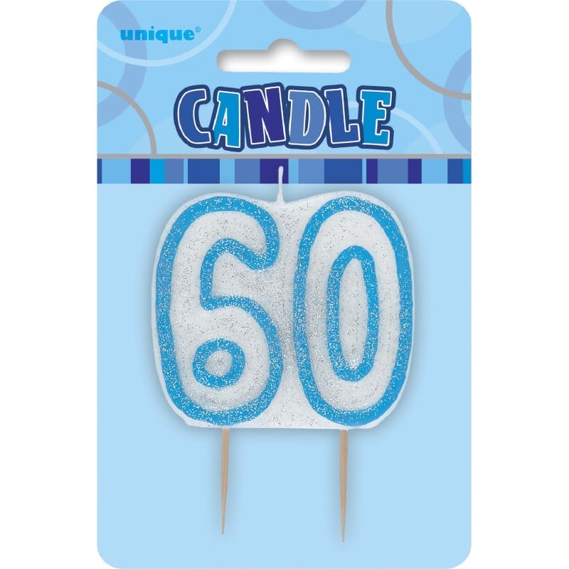 Candle 60th Glitz Blue DNR