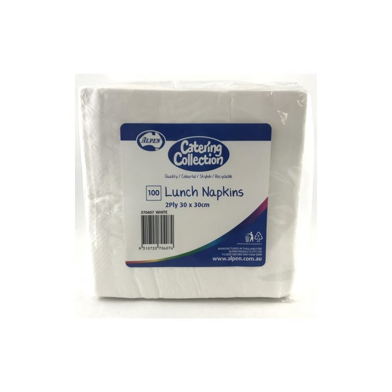 Napkins Budget Lunch 330mm White Pk100