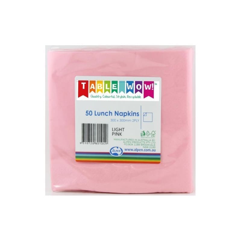 Napkins Lunch 330mm Light Pink Pk50