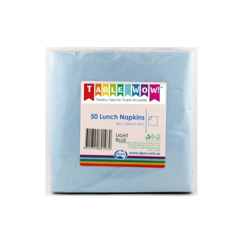 Napkins Lunch 330mm Light Blue Pk50