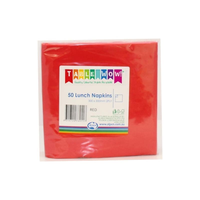 Napkins Lunch 330mm Red Pk50
