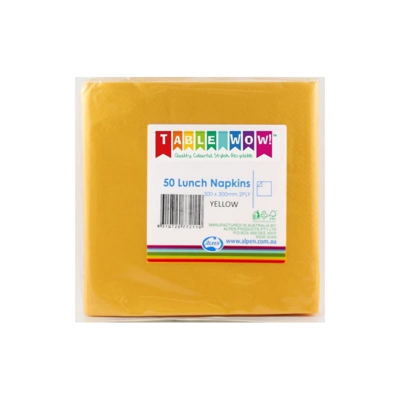 Napkins Lunch 330mm Yellow Pk50