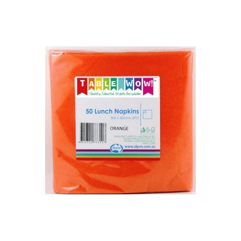 Napkins Lunch 330mm Orange Pk50
