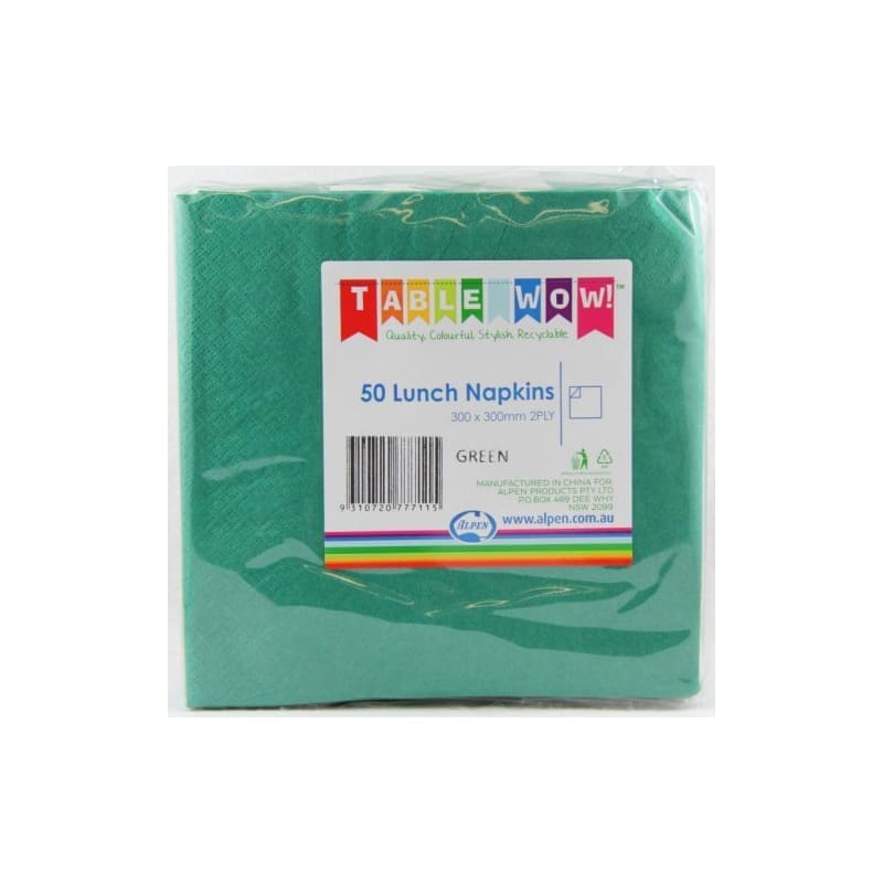 Napkins Lunch 330mm Green Pk50
