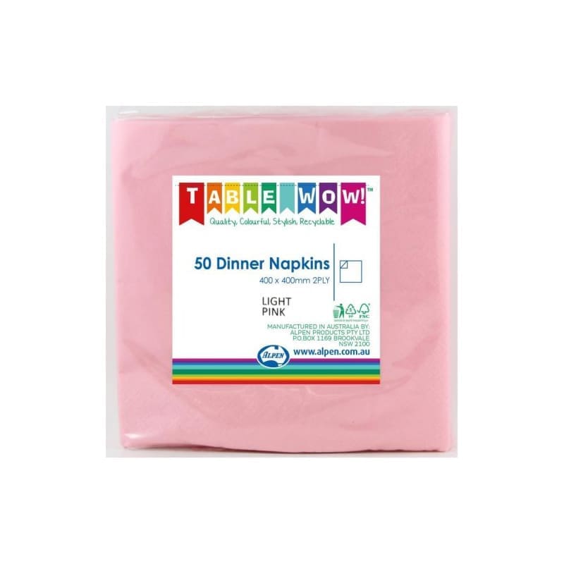 Napkins Dinner 400mm Light Pink Pk50