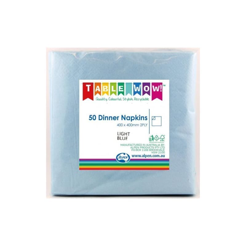 Napkins Dinner 400mm Light Blue Pk50