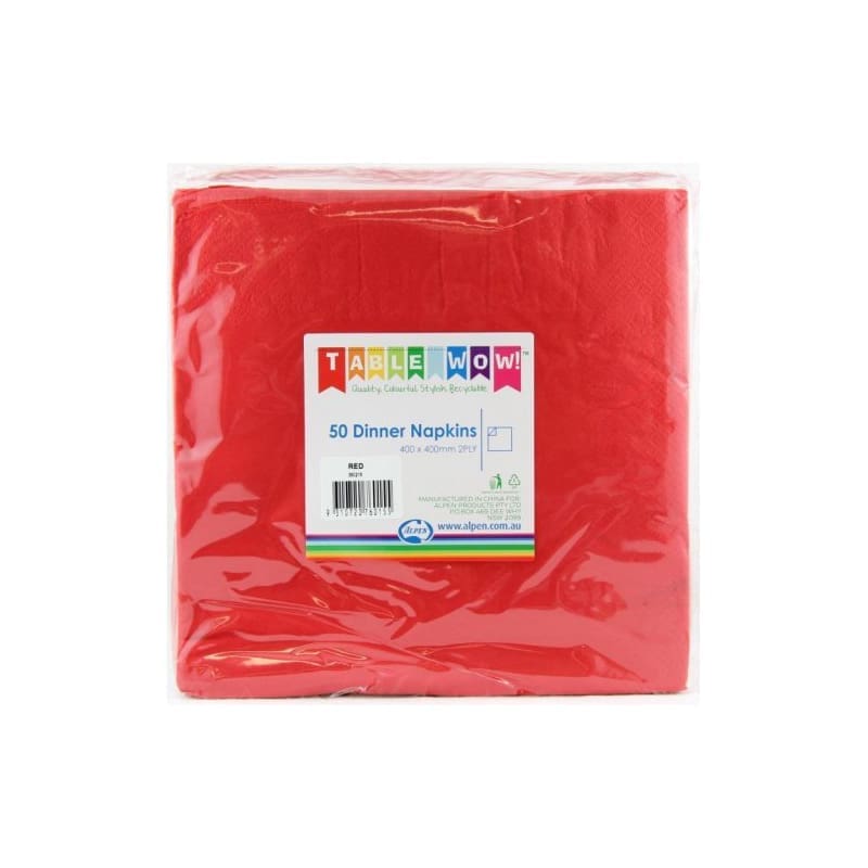 Napkins Dinner 400mm Red Pk50