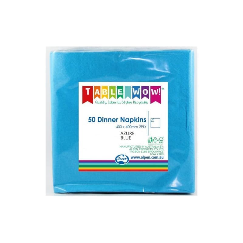 Napkins Dinner 400mm Azure Blue Pk50