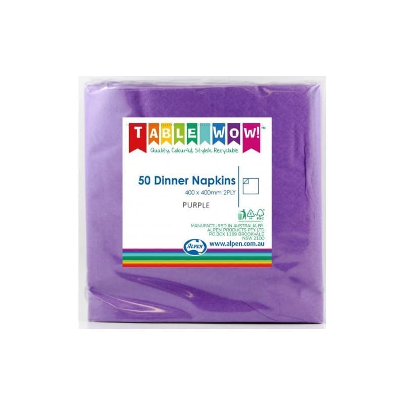 Napkins Dinner 400mm Purple Pk50