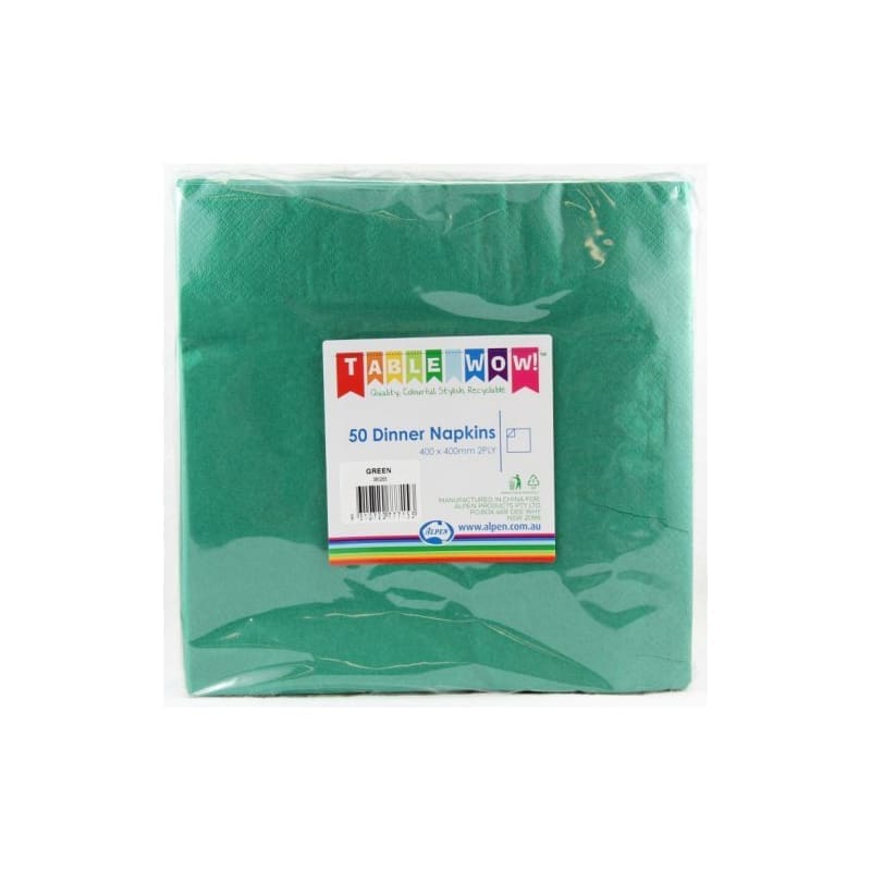 Napkins Dinner 400mm Green Pk50