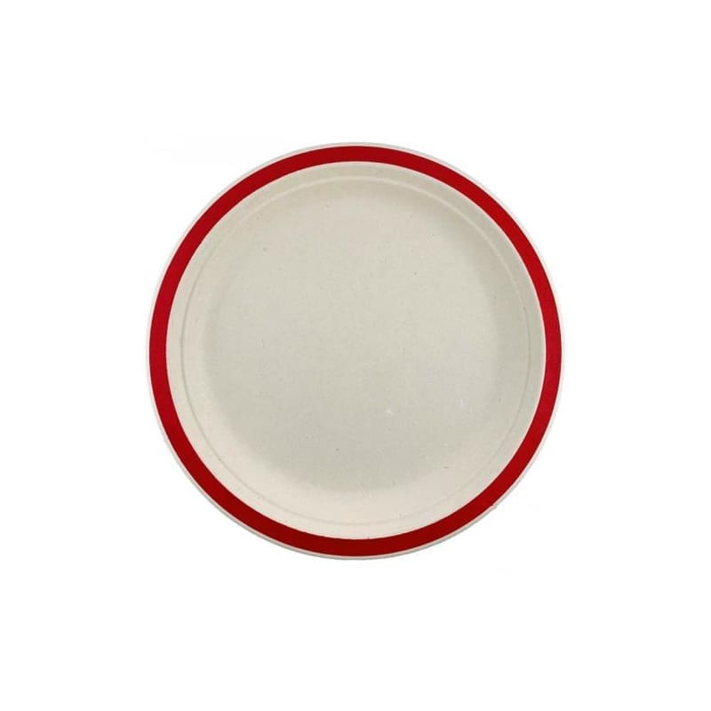 Plates Sugar Cane 180mm Red Pk10