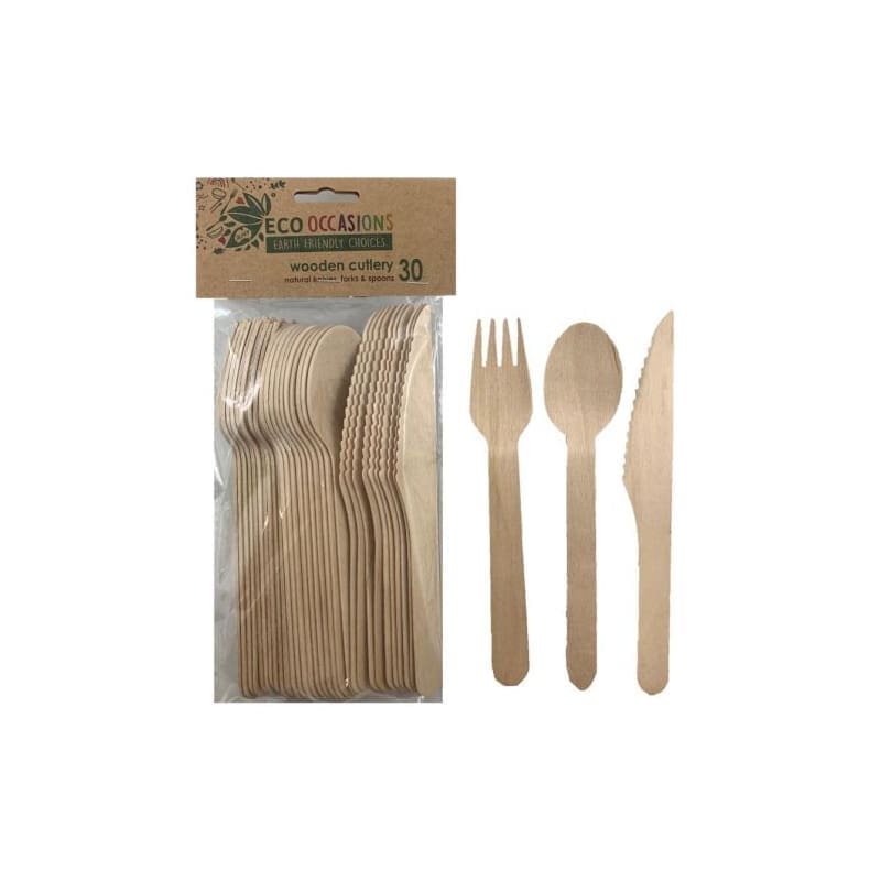 Cutlery Eco Wooden Natural Pk30