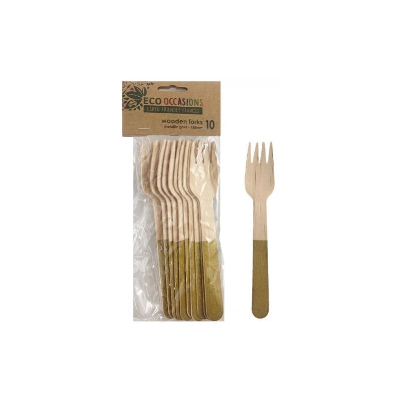 Forks Eco Wooden Gold Pk10