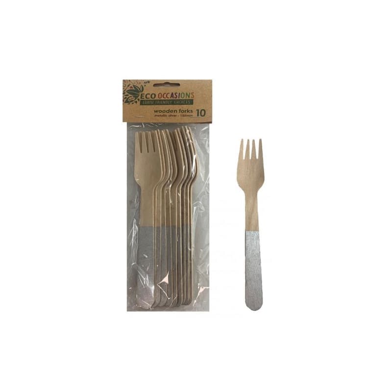 Forks Eco Wooden Silver Pk10
