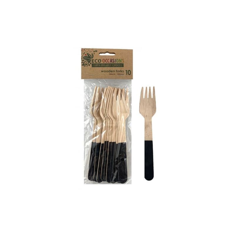 Forks Eco Wooden Black Pk10
