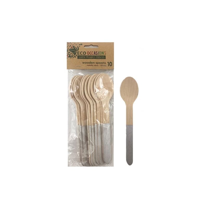 Spoons Eco Wooden Silver Pk10