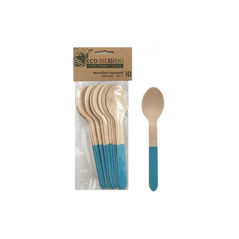 Spoons Eco Wooden Light Blue Pk10