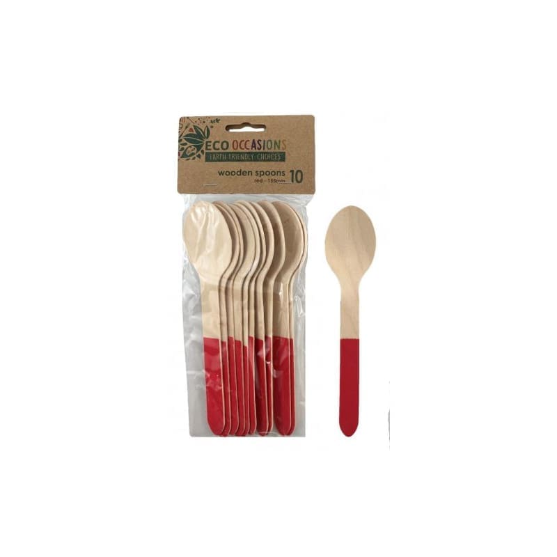 Spoons Eco Wooden Red Pk10