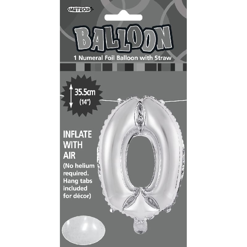 Foil Mini Shape 35cm Number Silver 0