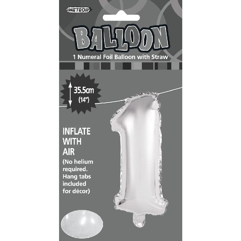 Foil Mini Shape 35cm Number Silver 1