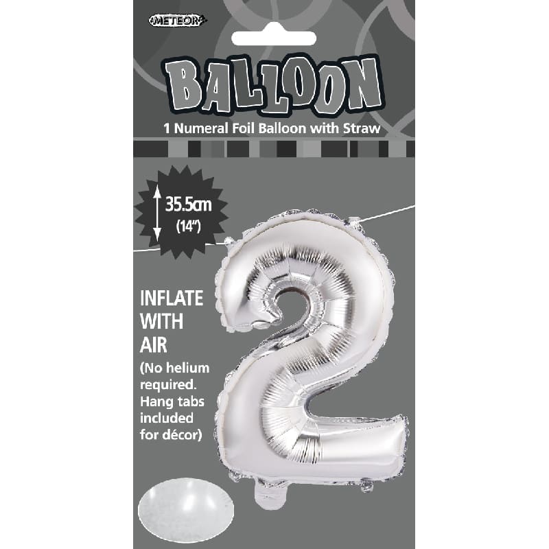 Foil Mini Shape 35cm Number Silver 2