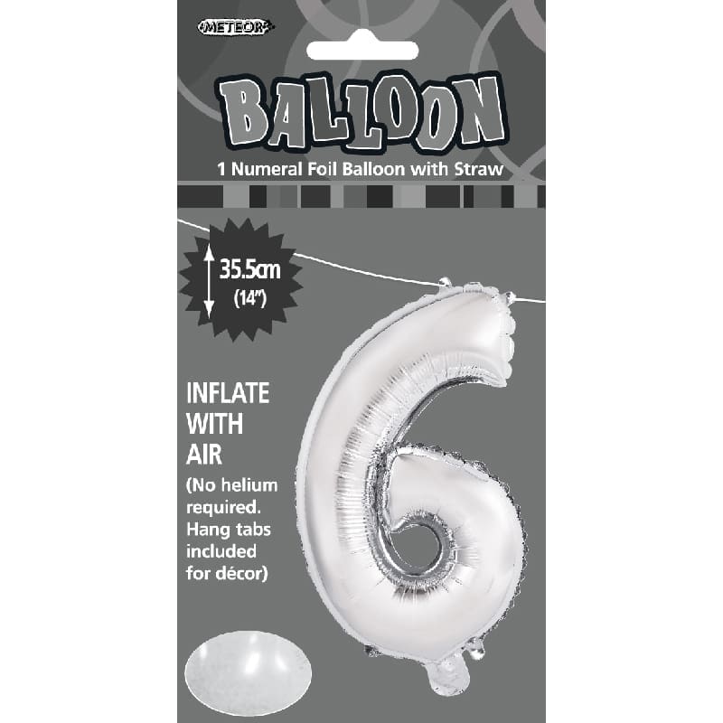 Foil Mini Shape 35cm Number Silver 6