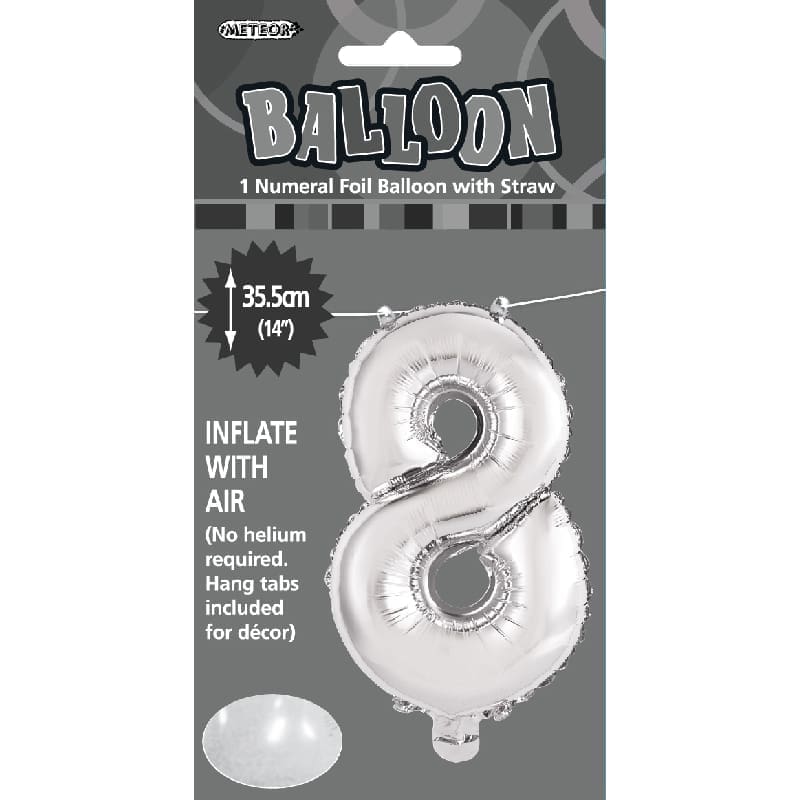 Foil Mini Shape 35cm Number Silver 8