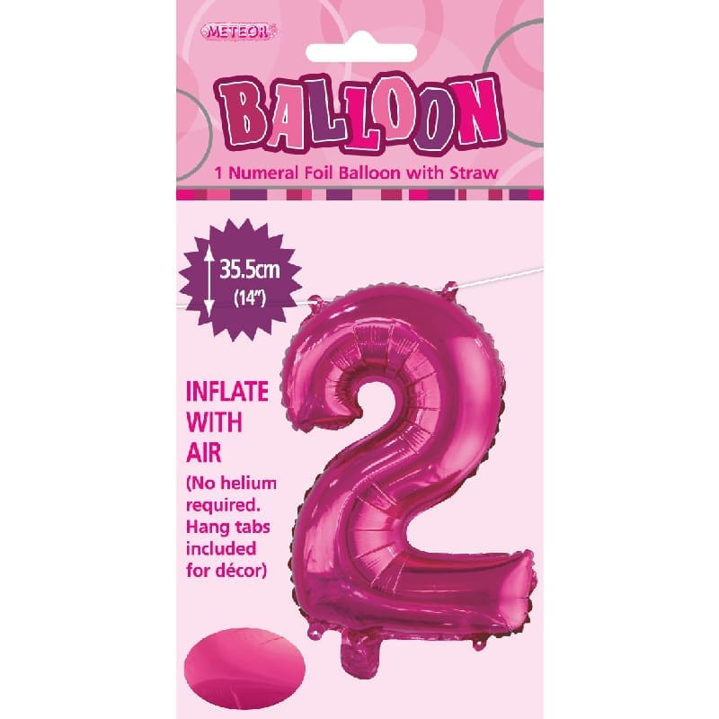 Foil Mini Shape 35cm Number Hot Pink 2