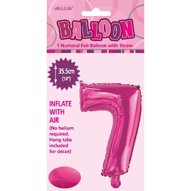 Foil Mini Shape 35cm Number Hot Pink 7