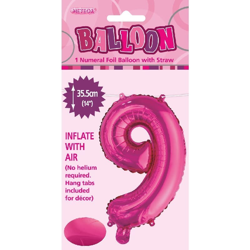 Foil Mini Shape 35cm Number Hot Pink 9