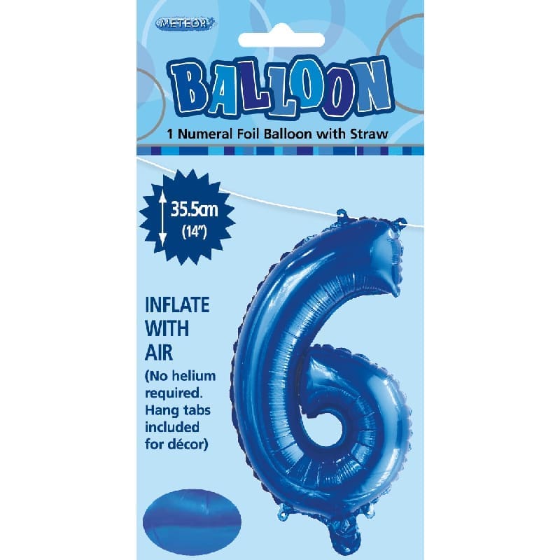 Foil Mini Shape 35cm Number Blue 6