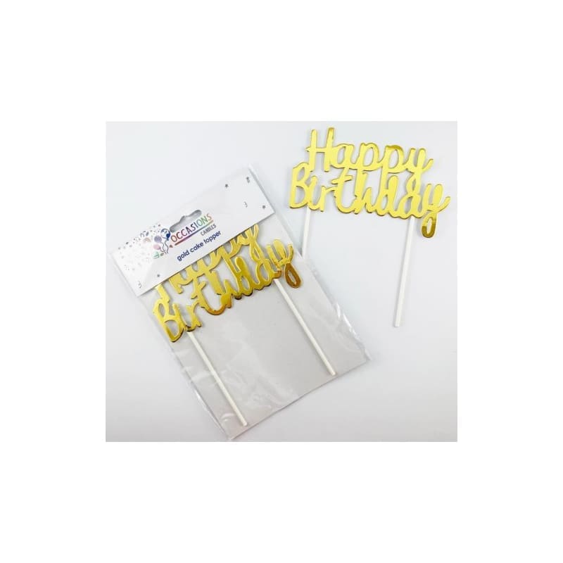 Cake Topper Happy Birthday Met Gold